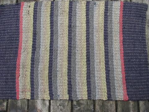 photo of primitive antique cotton rag rug, vintage kitchen or door mat throw rug #1