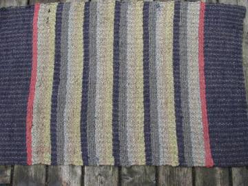 catalog photo of primitive antique cotton rag rug, vintage kitchen or door mat throw rug