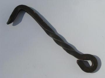 catalog photo of primitive antique farm gate / door latch hook, hand forged iron hardware