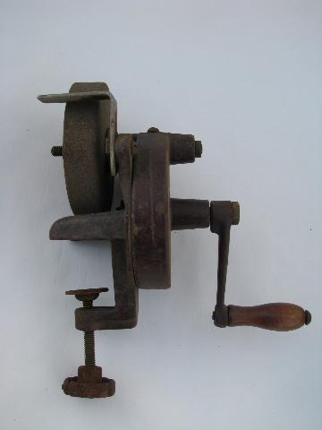 photo of primitive antique farm tool hand grinder for sharpening knives etc. #1