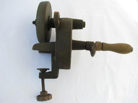 photo of primitive antique farm tool hand grinder for sharpening knives & tools #1