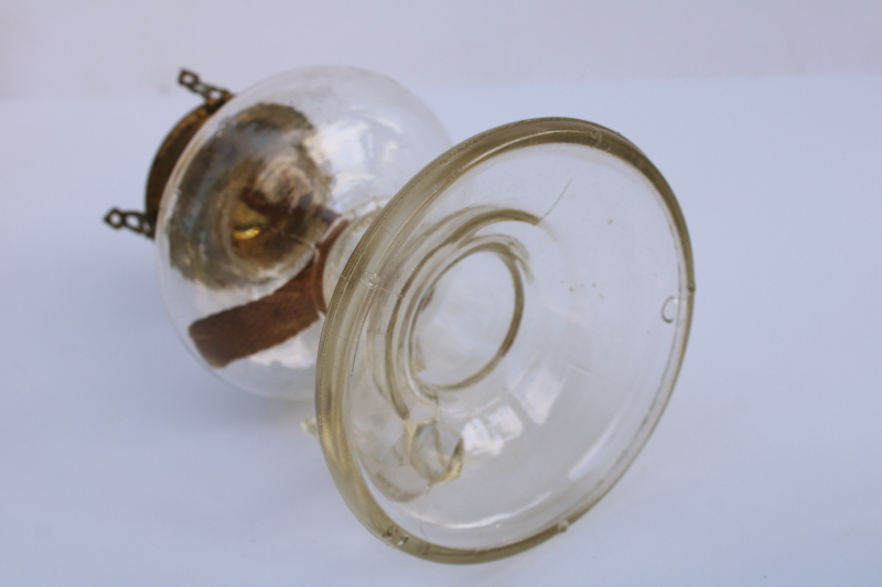 photo of primitive antique glass finger lamp, 1800s vintage kerosene oil lamp w/ burner  #3