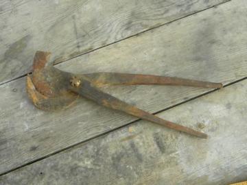 catalog photo of primitive antique hand forged iron tree loppers pruning tool 1870s patent