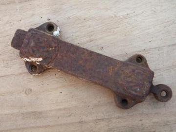 catalog photo of primitive antique spring bolt latch for porch screen door/garden gate