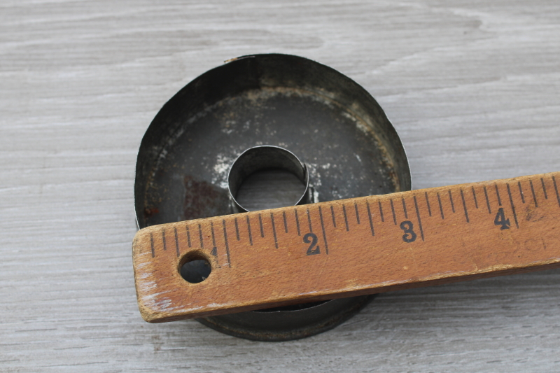 photo of primitive antique tin ware, old doughnut cutter & pastry maker, vintage kitchen tools #2