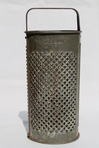 photo of primitive antique vintage kitchen grater, old round metal All Around Grater #1