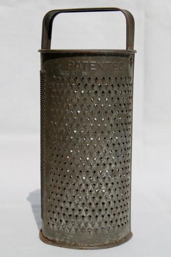 photo of primitive antique vintage kitchen grater, old round metal All Around Grater #2