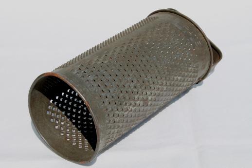 photo of primitive antique vintage kitchen grater, old round metal All Around Grater #3