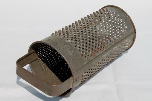 photo of primitive antique vintage kitchen grater, old round metal All Around Grater #4