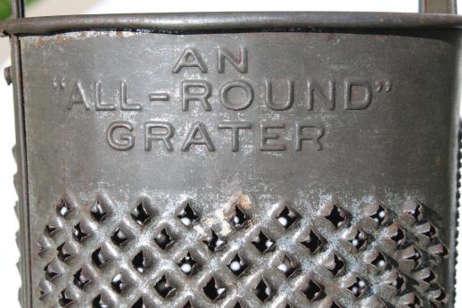 photo of primitive antique vintage kitchen grater, old round metal All Around Grater #5