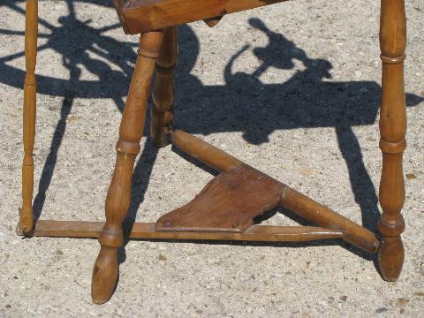 photo of primitive antique vintage wood spinning wheel for homespun wool yarn #9