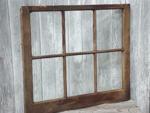 photo of primitive antique wood window frame from old Wisconsin barn or farmhouse #1