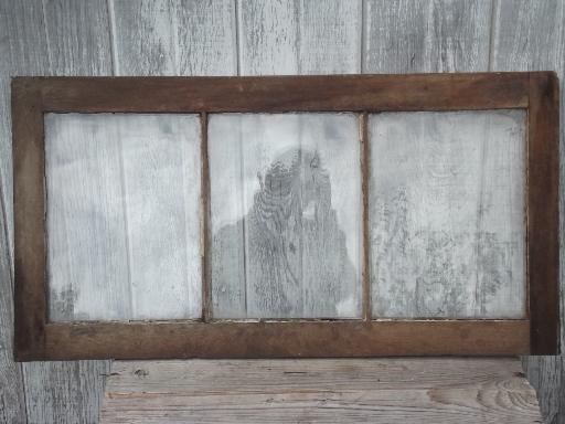 photo of primitive antique wood window frame from old Wisconsin barn or farmhouse #5