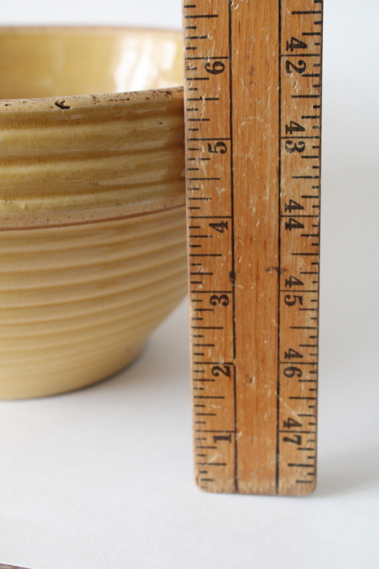 photo of primitive antique yellow ware pottery, beehive shape large mixing bowl early 1900s vintage  #2