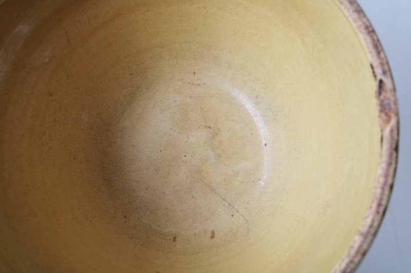 photo of primitive antique yellow ware pottery, beehive shape large mixing bowl early 1900s vintage  #3