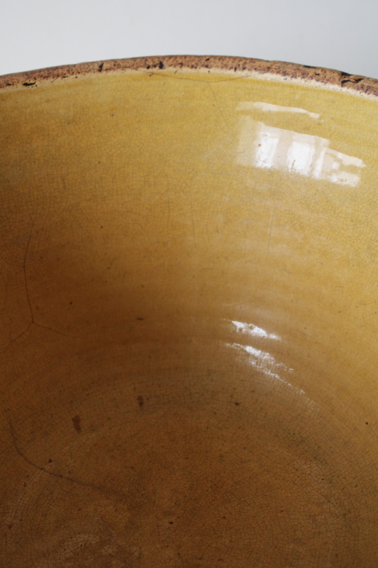 photo of primitive antique yellow ware pottery, beehive shape large mixing bowl early 1900s vintage  #5