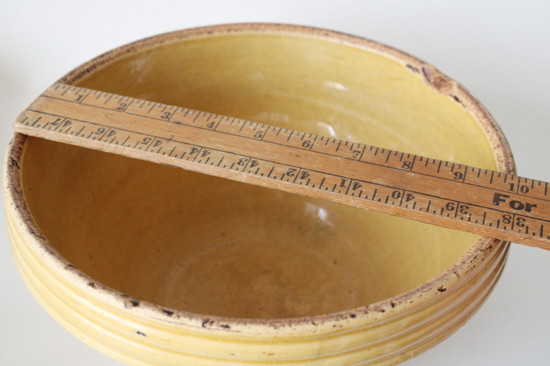 photo of primitive antique yellow ware pottery, beehive shape large mixing bowl early 1900s vintage  #10
