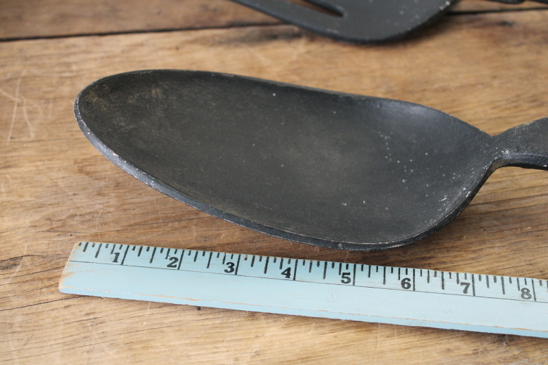 photo of primitive black wrought iron look metal fork & spoon, oversized wall art vintage farmhouse style  #4