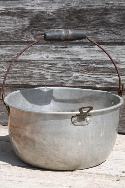 photo of primitive bucket clothespins, 200+ vintage wood clothespins in old jelly kettle #5