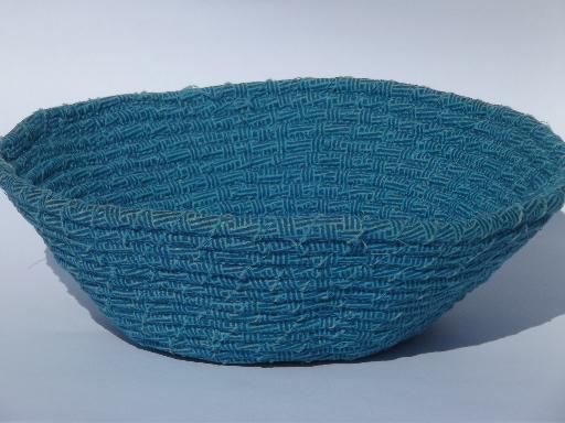 photo of primitive coiled cotton fabric bowls, handmade rag baskets set #3