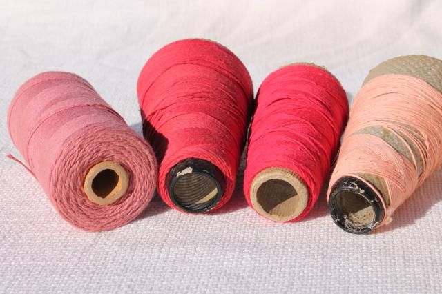 photo of primitive colors vintage cotton string / weaving cord / baker's twine on big spools #10