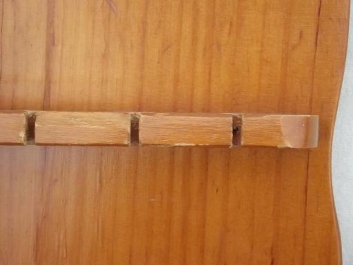 photo of primitive country pine wall box spoon holder, vintage wood spoon rack  #8