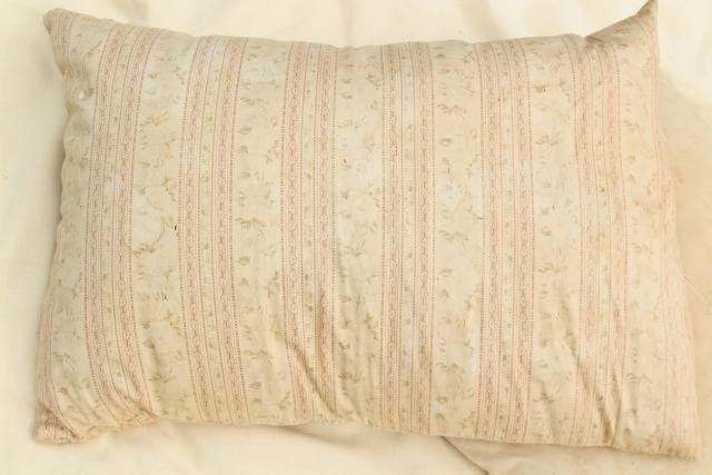 photo of primitive grubby vintage barn red & unbleached cotton pillows, feather filled bed pillows #3