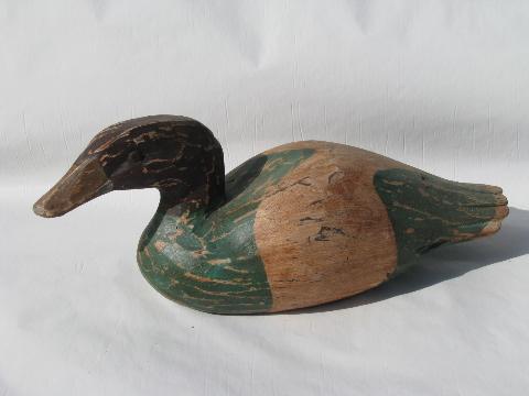 photo of primitive hand-carved wood folk art painted duck decoys for cabin or lodge #5