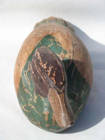 photo of primitive hand-carved wood folk art painted duck decoys for cabin or lodge #6