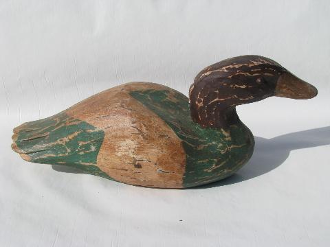 photo of primitive hand-carved wood folk art painted duck decoys for cabin or lodge #7