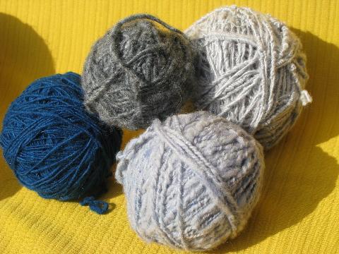 photo of primitive hand-spun wool yarn lot, rustic primitive colors and undyed #2