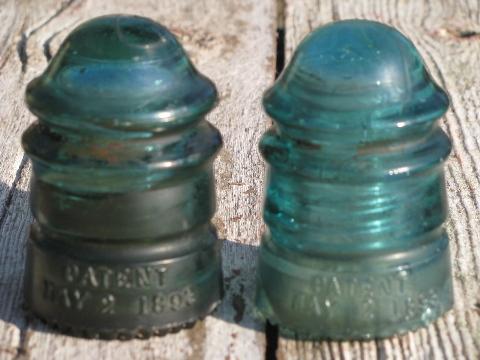 photo of primitive harness or coat hooks, old barn board wood pegs w/ antique glass insulators #3