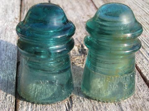 photo of primitive harness or coat hooks, old barn board wood pegs w/ antique glass insulators #5