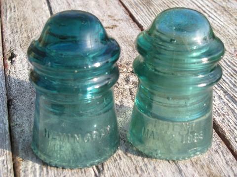 photo of primitive harness or coat hooks, old barn board wood pegs w/ antique glass insulators #6