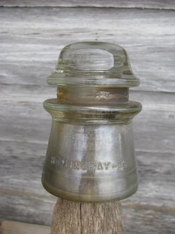 photo of primitive harrness or coat hooks, old barn board wood pegs w/ antique glass insulators #5