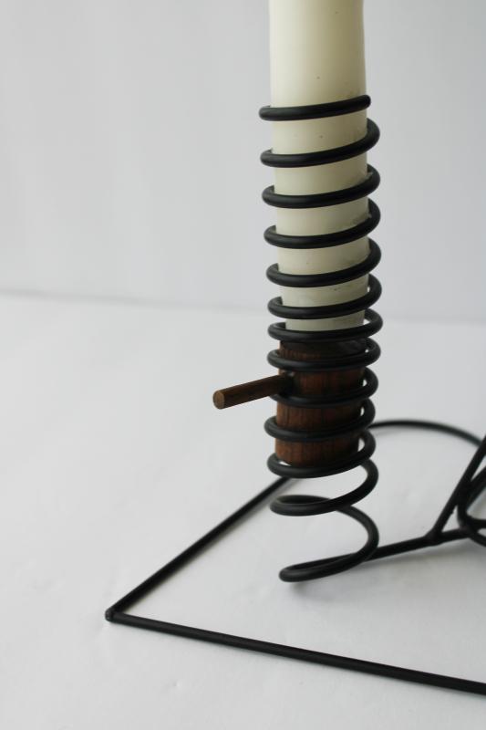 photo of primitive heart shaped wire candle holder, courting candlestick w/ handle #2