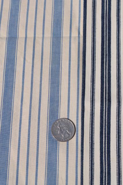 photo of primitive heavy cotton ticking scraps, salvaged fabric wide indigo blue striped cloth #10