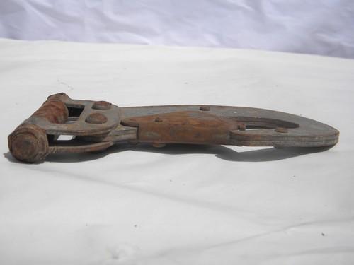 photo of primitive large old iron safety hook from farm estate #3