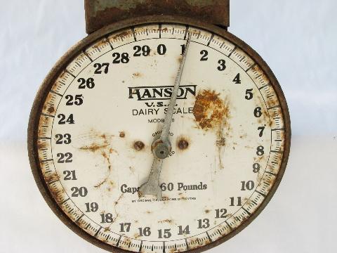 photo of primitive old Hanson farm dairy milk 60 lb scale #2