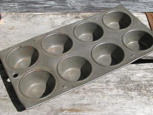 photo of primitive old baking pan, cupcake / muffin cups for storage and sorting #3