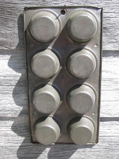 photo of primitive old baking pan, cupcake / muffin cups for storage and sorting #4