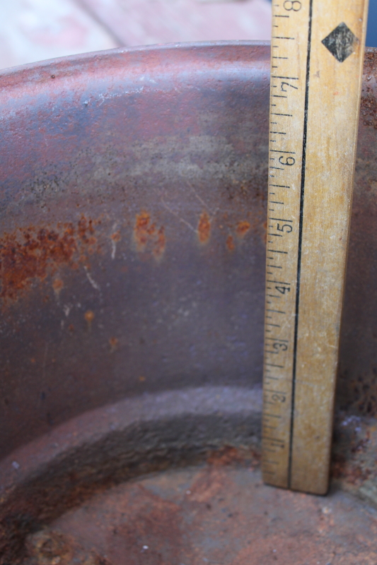 photo of primitive old cast iron pot, rounded bottom hanging kettle witch's cauldron vintage  #2