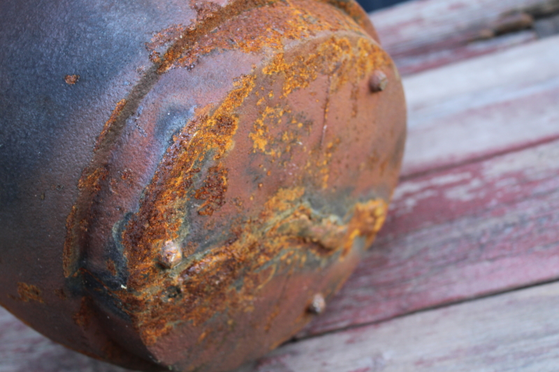 photo of primitive old cast iron pot, rounded bottom hanging kettle witch's cauldron vintage  #4