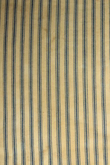 photo of primitive old chicken feather pillow in vintage indigo blue cotton ticking fabric #3