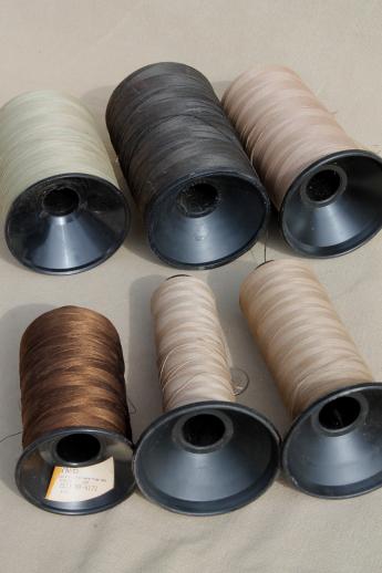 photo of primitive old factory spools of vintage thread, heavy duty industrial sewing thread #5