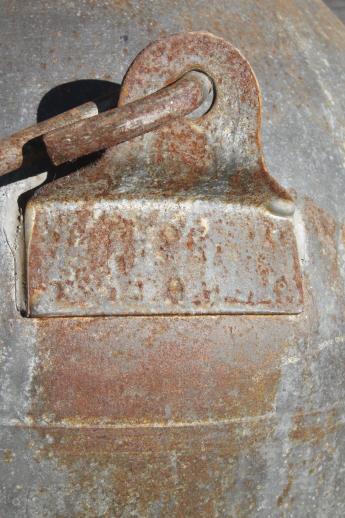 photo of primitive old farm milk bucket, vintage dairy pail milking machine kettle #9