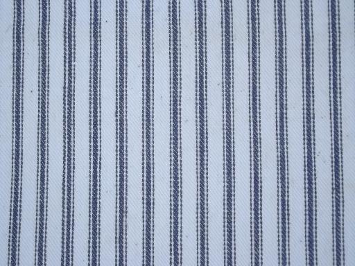 photo of primitive old feather pillow, vintage blue stripe cotton ticking fabric #2