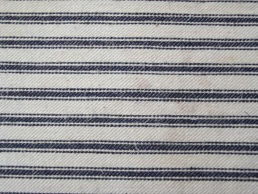 photo of primitive old feather pillows, square shape, indigo blue stripe cotton #3