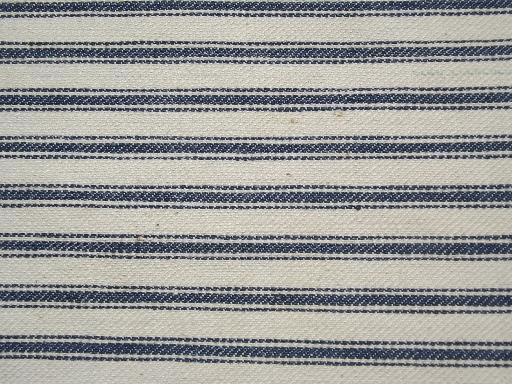 photo of primitive old feather pillows, vintage blue stripe cotton ticking fabric #7