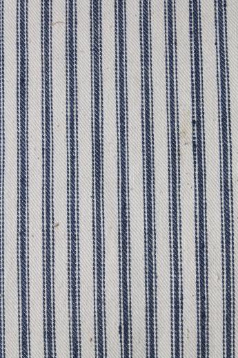 photo of primitive old feather pillows, vintage blue stripe cotton ticking fabric #5